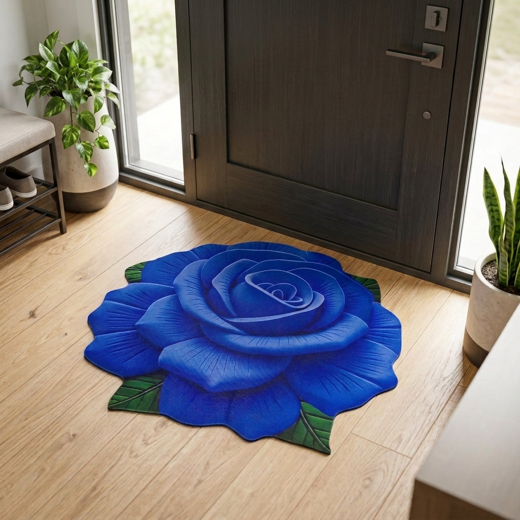 Premium 3D Rose Flower Floor Mat & Wall Decor | Luxury Welcome Mat (60x60cm)