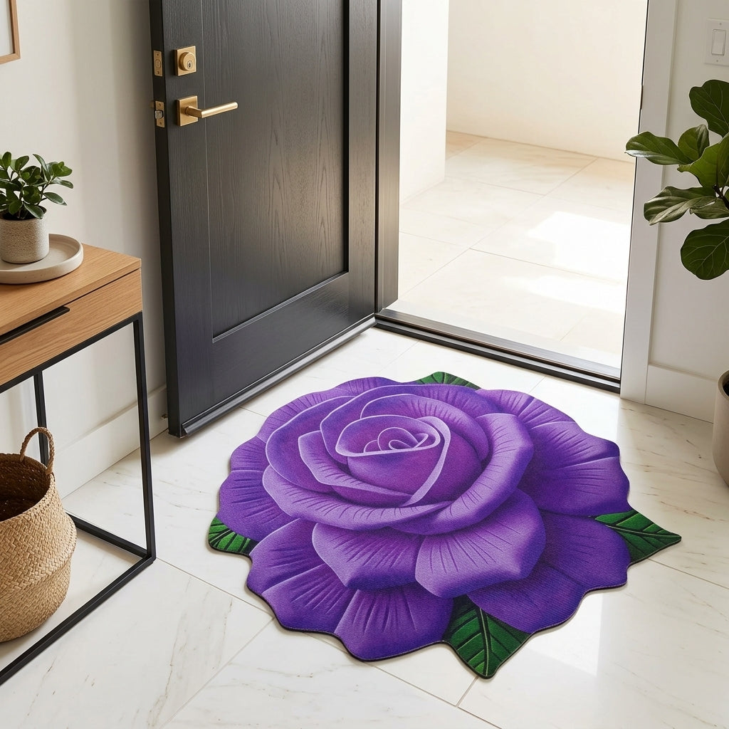 Premium 3D Rose Flower Floor Mat & Wall Decor | Luxury Welcome Mat (60x60cm)