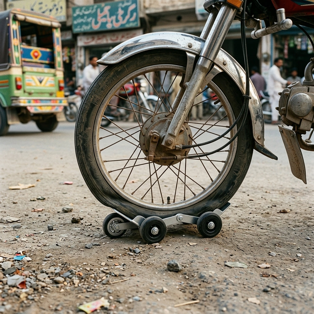 Bike puncture wheel puller moving trolley for petrol motorcycles