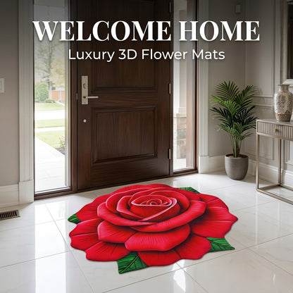 Premium 3D Rose Flower Floor Mat & Wall Decor | Luxury Welcome Mat (60x60cm)