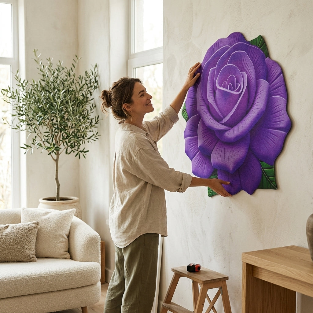 Premium 3D Rose Flower Floor Mat & Wall Decor | Luxury Welcome Mat (60x60cm)