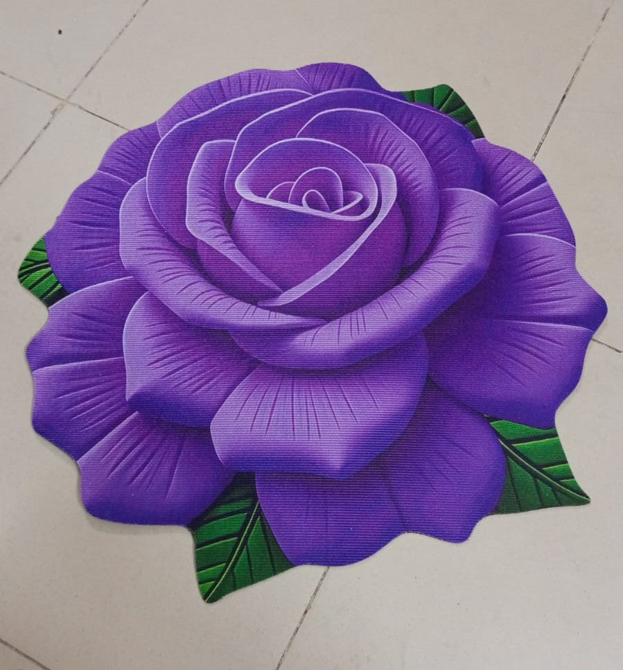 Premium 3D Rose Flower Floor Mat & Wall Decor | Luxury Welcome Mat (60x60cm)